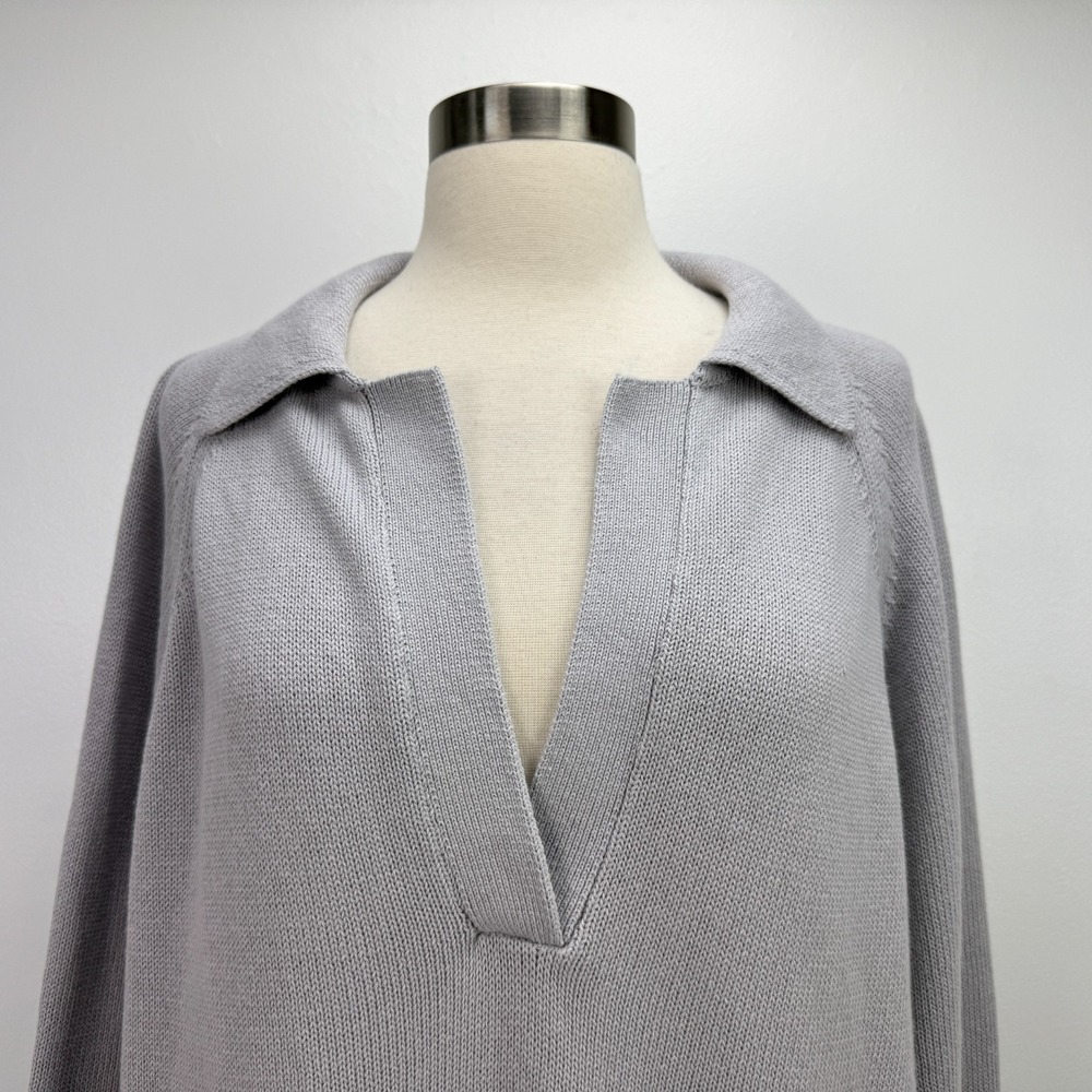 FP Beach Free People NWT Drea Sweater Sz S Oversized Collared Quiet Grey Cotton - Picture 8 of 16